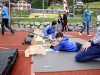 Tir couché au stand biathlon.