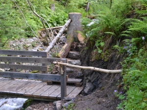 Des éléments naturels pour sécuriser le chemin.