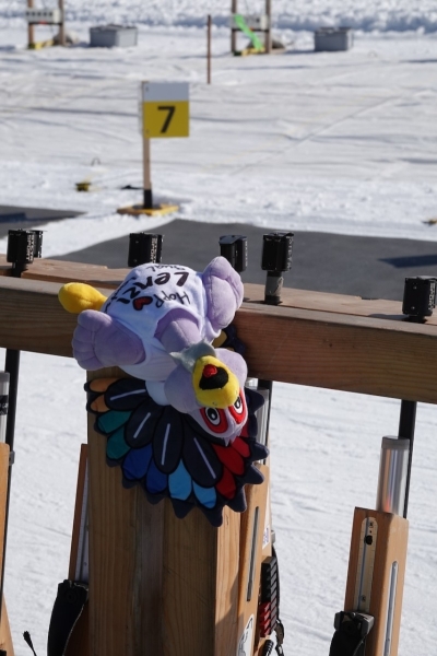 La mascotte des championnats du monde à Lenzerheide en a la tête renversée