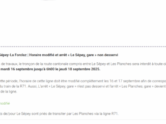 Horraire bus sépey Forclaz modifié